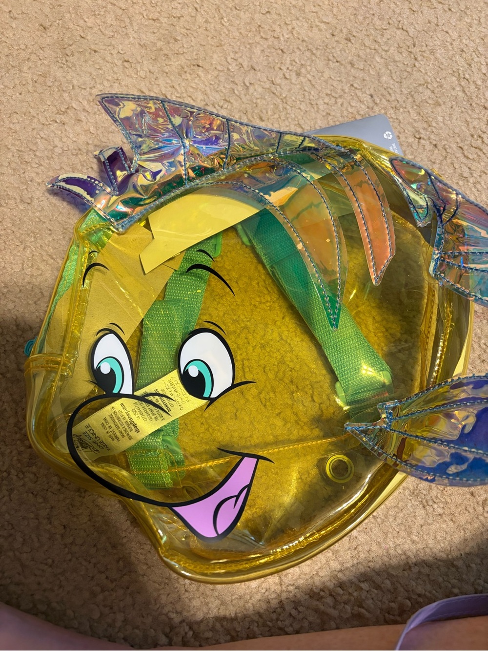 Yellow Flounder little mermaid Clear Backpack - nwt